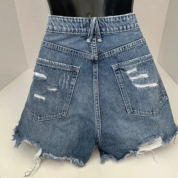 Good American Blue Distressed Jean Shorts 4/27